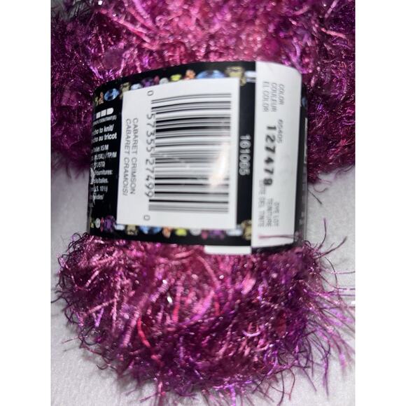Lot of 6 Bernat Bling Bling Yarn CABARET CRIMSON Pink 1.75oz each NOS - Picture 3 of 5